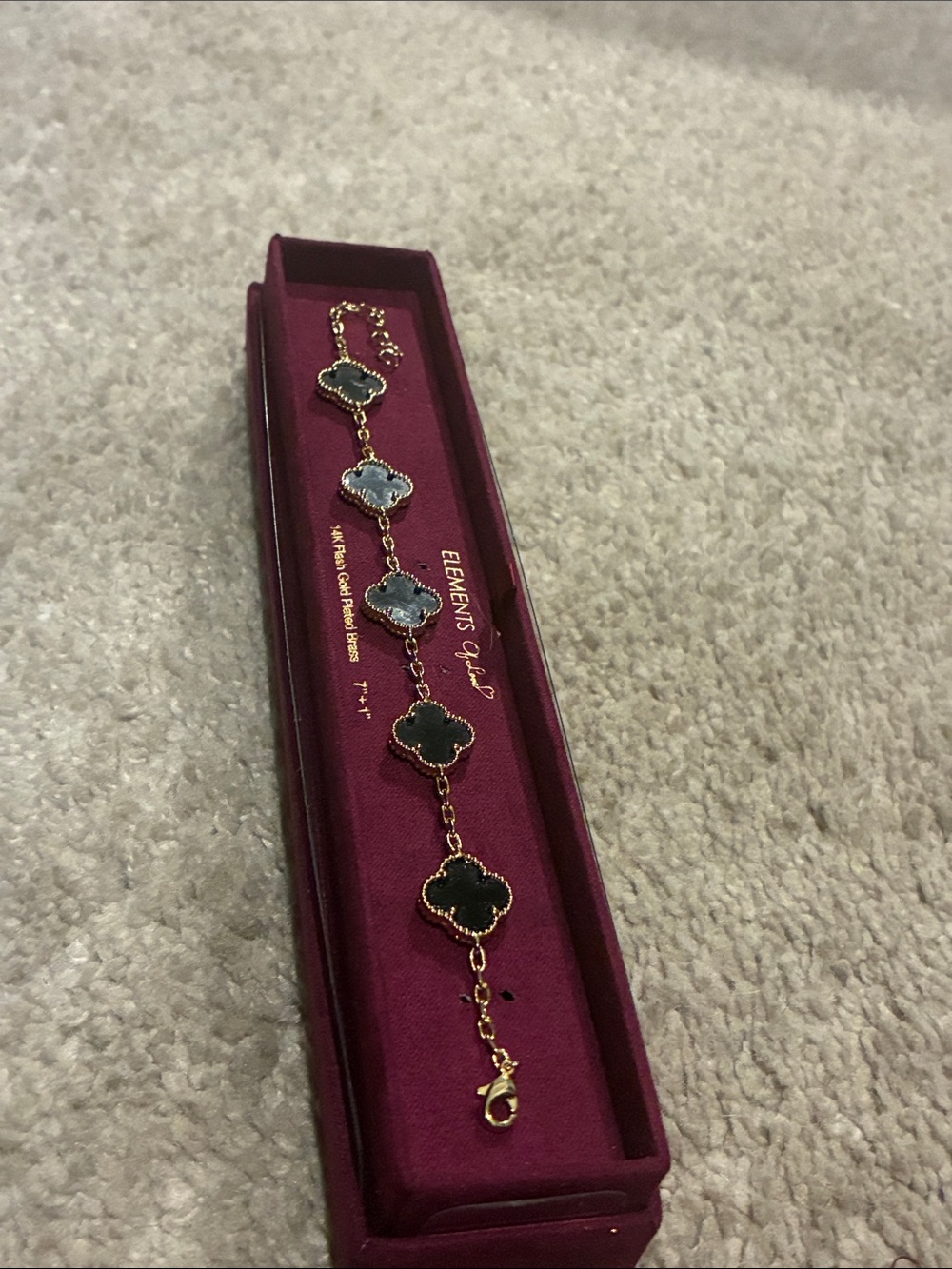 Element Gold-Tone Black Clover Link Bracelet with Gray Accents